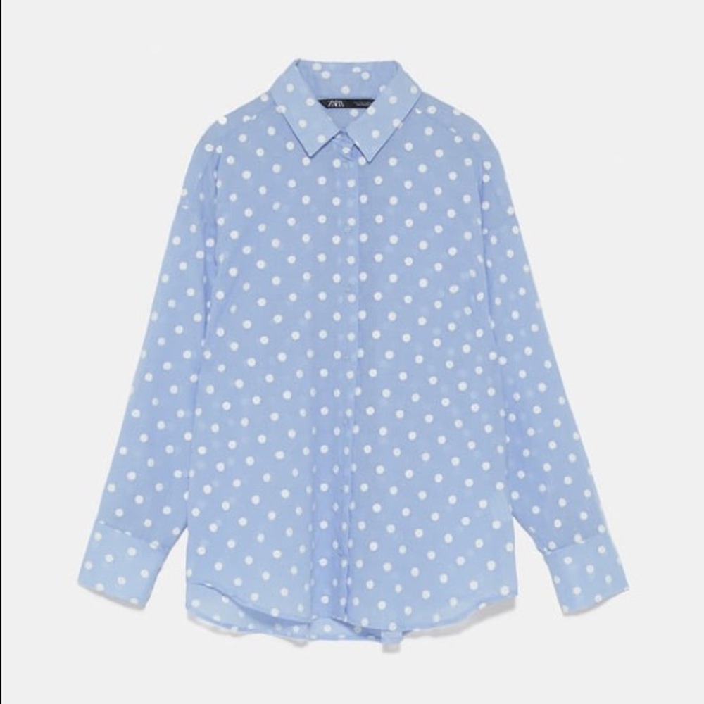 Zara Polka Dot Embroidery Blouse